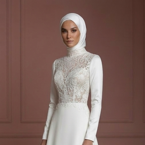 Hijab Wedding Dress With Elegant Satin Finish Muslim
