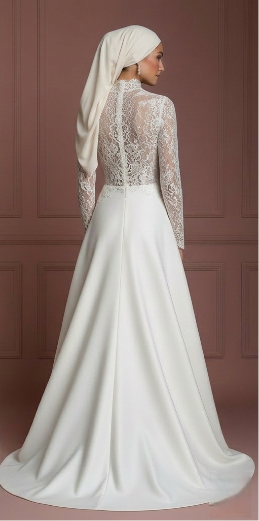 Hijab Wedding Dress With Long Sleeves Elegant Modest Muslim