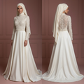 Hijab Wedding Dress With Pearl Beading Luxury Bridal Muslim
