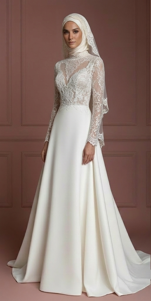 Hijab Wedding Dress With Romantic Elegant Style Muslim