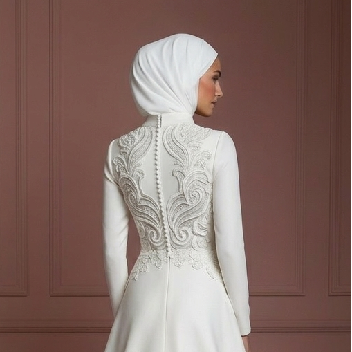 Hijab Wedding Dress With Sculpted Bodice Design Muslim