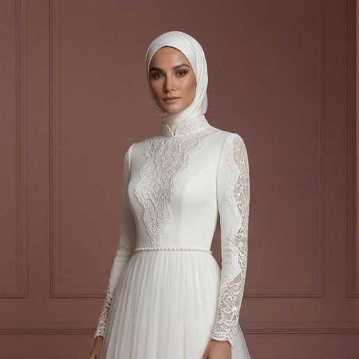 Hijab Wedding Dress With Soft Tulle Skirt Bridal Muslim