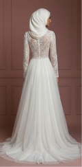 Hijab Wedding Dress With Soft Tulle Skirt Bridal Muslim