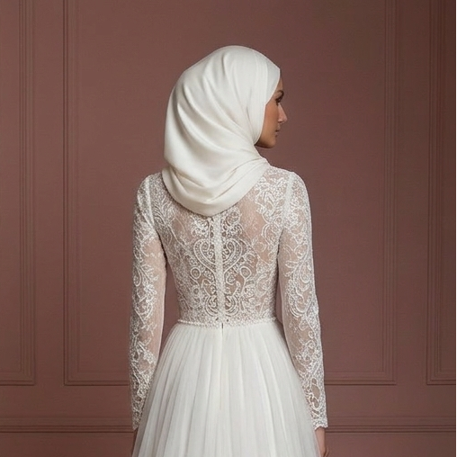 Hijab Wedding Dress With Soft Tulle Skirt Bridal Muslim
