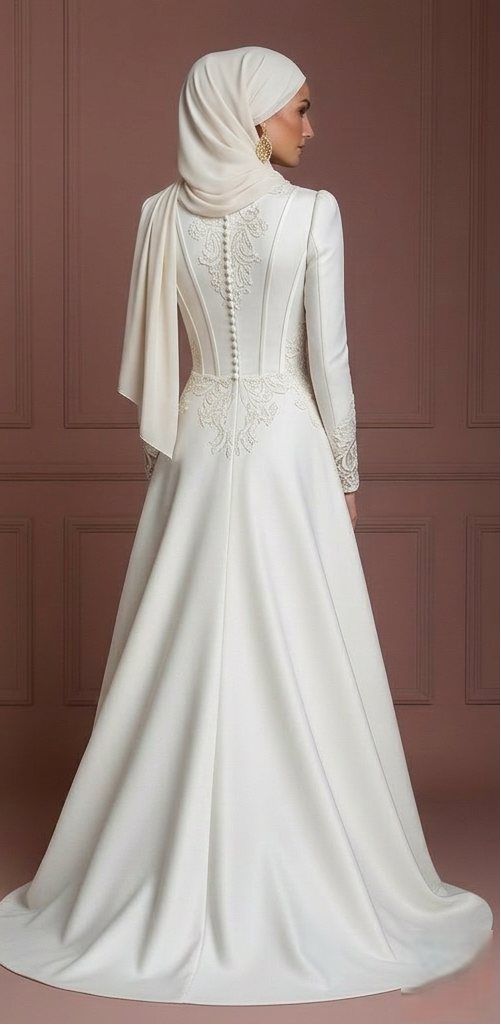 Hijab Wedding Dress With Structured Bodice Muslim