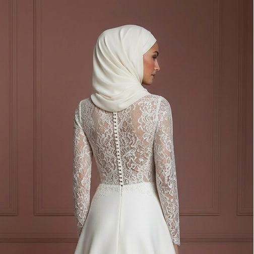 Hijab Wedding Dress With V Neck Modest Elegant Style Muslim