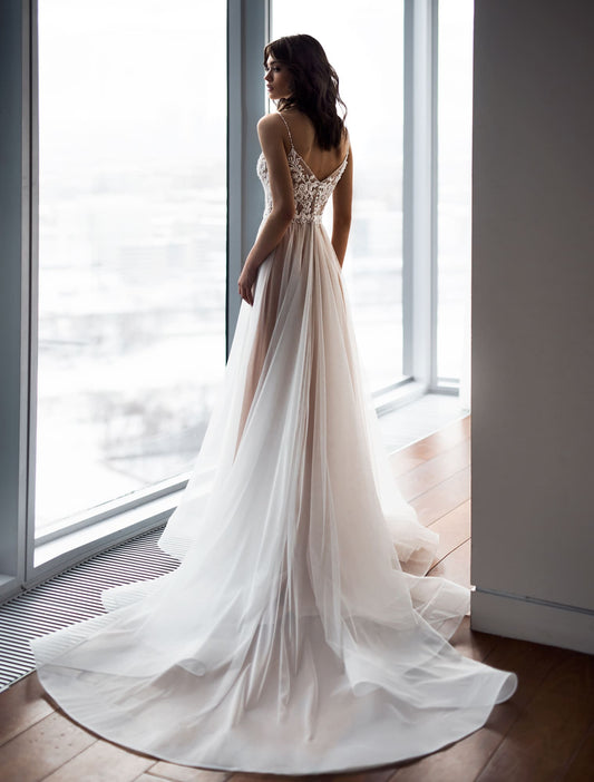 Belle robe V-Neck Robe de mariée boho