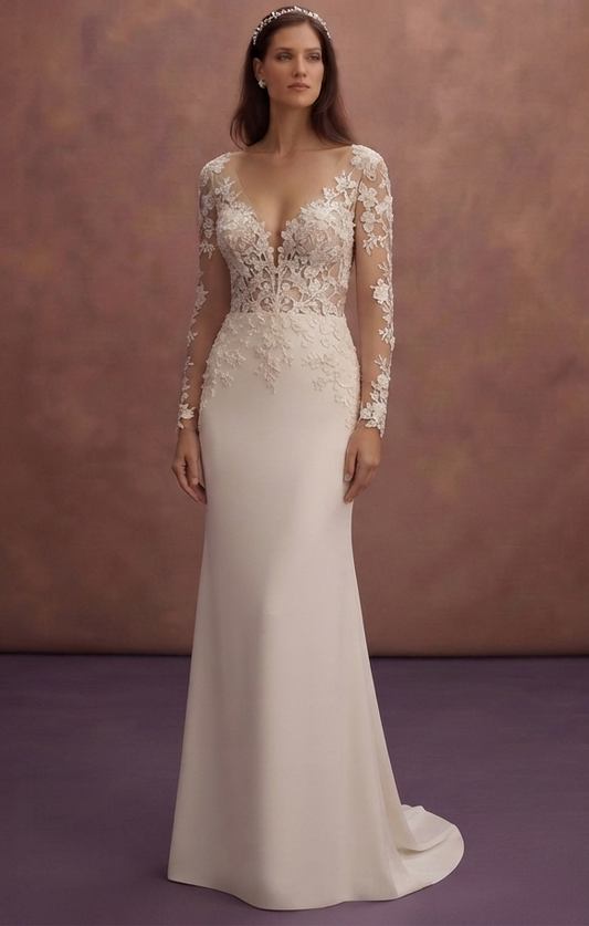 Illusion Back Wedding Dresses with Delicate Lace Details