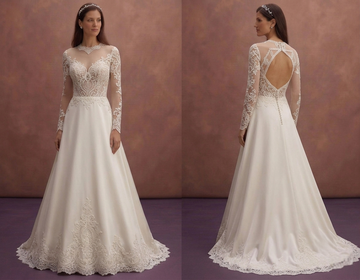 Illusion Neck Wedding Dresses with Elegant Lace