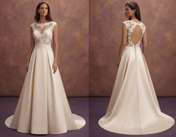 Illusion Neck Wedding Dresses with Floral Lace