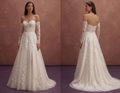 Ivory A-Line Wedding Dress with Detachable Lace Sleeves