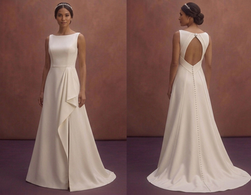 Ivory A-Line Wedding Dress with Modern Minimal Design