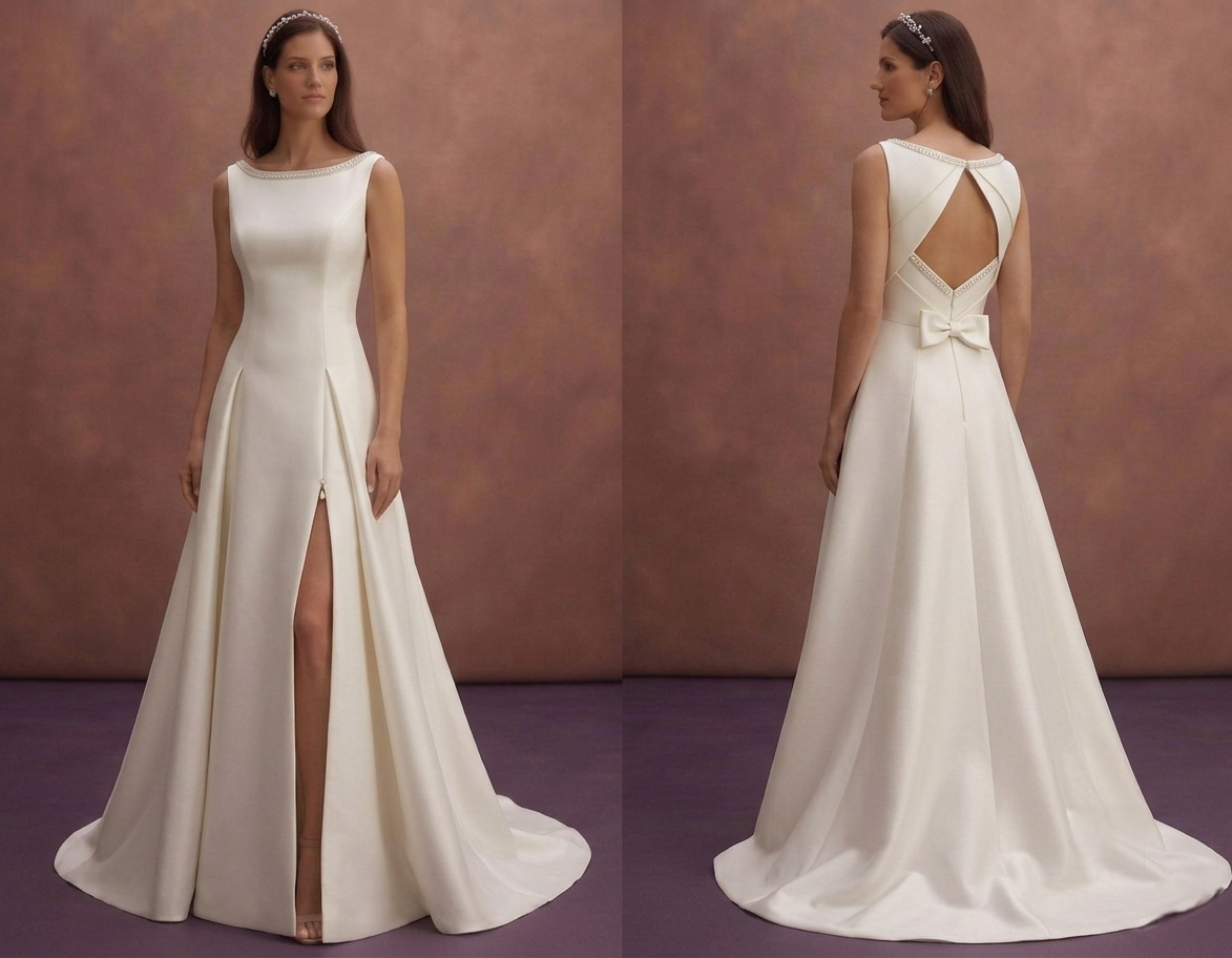 Ivory A-Line Wedding Dress with Modern Minimal Finish