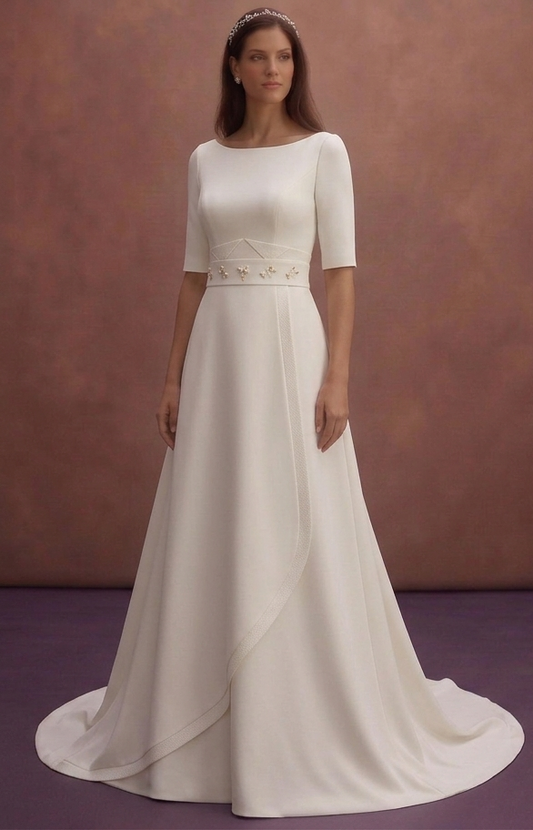 Ivory A-Line Wedding Dress with Modern Minimal Luxury Finish