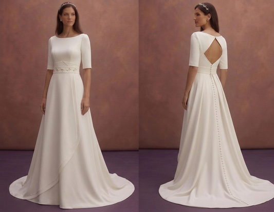 Ivory A-Line Wedding Dress with Modern Minimal Luxury Finish