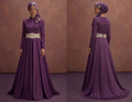Ivory Belted Muslim Prom Dresses – Structured & Elegant Looks