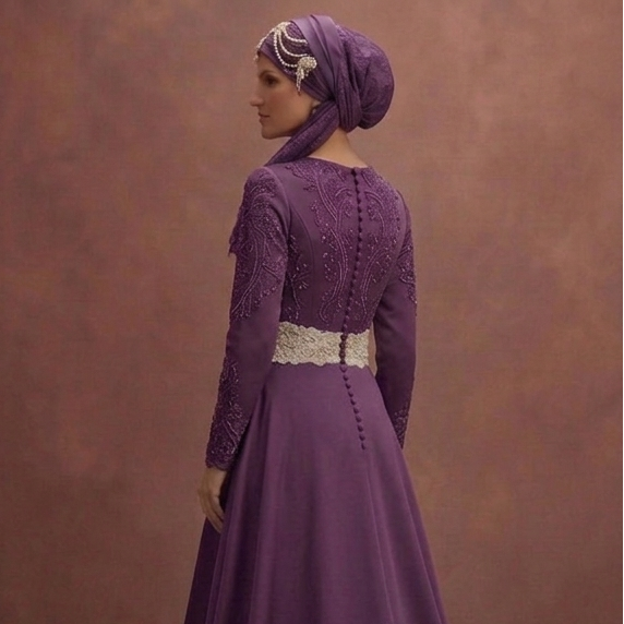 Ivory Belted Muslim Prom Dresses – Structured & Elegant Looks