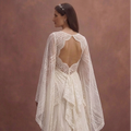 Ivory Boho Lace Wedding Dress with Flowy Sleeves