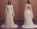 Ivory Boho Lace Wedding Dress with Flowy Sleeves