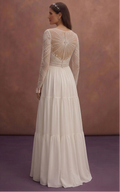 Ivory Boho Wedding Dress with High Waist Flow Design