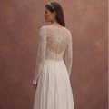 Ivory Boho Wedding Dress with High Waist Flow Design