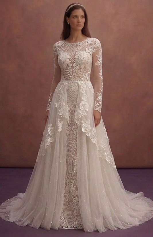Ivory Bridal Dress with Soft Sparkle Tulle Layers