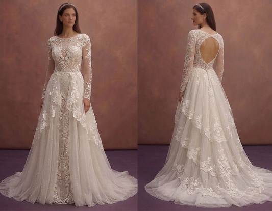Ivory Bridal Dress with Soft Sparkle Tulle Layers