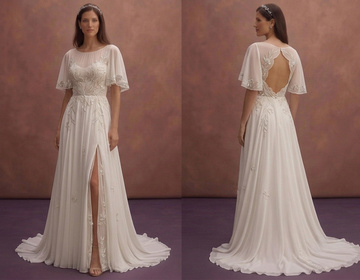 Ivory Chiffon Wedding Dress with Soft Destination Style