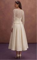 Ivory Court Wedding Dress with Minimal Tea Length Design