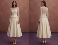 Ivory Court Wedding Dress with Minimal Tea Length Design