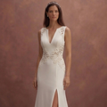 Ivory Crepe Bridal Dress with Minimal Sleeveless Cut