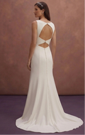Ivory Crepe Bridal Dress with Minimal Sleeveless Cut