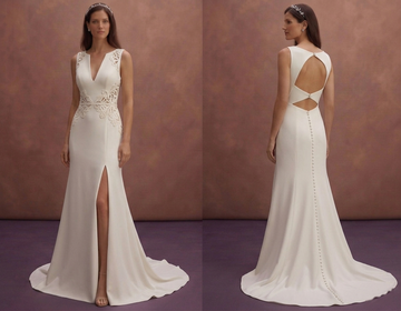 Ivory Crepe Bridal Dress with Minimal Sleeveless Cut