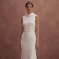 Ivory Crepe Bridal Dress with Sleeveless Minimal Design