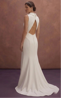 Ivory Crepe Bridal Dress with Sleeveless Minimal Design