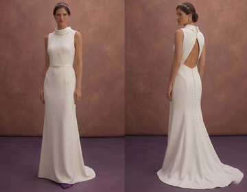 Ivory Crepe Bridal Dress with Sleeveless Minimal Design