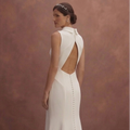 Ivory Crepe Bridal Dress with Sleeveless Minimal Design