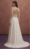 Ivory Elegant Wedding Dress with Sheer Corset Design