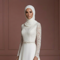 Ivory Hijab Wedding Dress Elegant Modest Bridal Gown Muslim