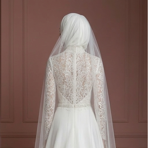 Ivory Hijab Wedding Dress Elegant Modest Bridal Gown Muslim