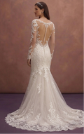 Ivory Lace Fit and Flare Wedding Dress with Cathedral Train