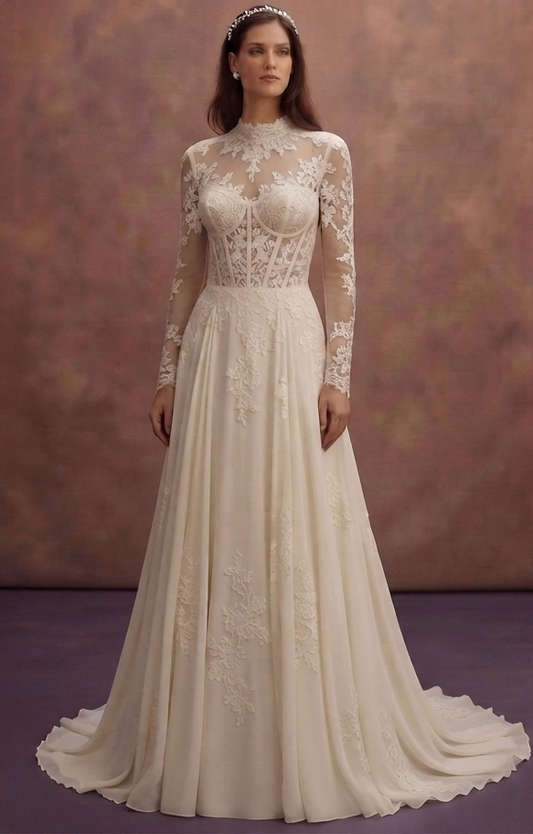Ivory Lace Wedding Dresses with Vintage-Inspired Elegance