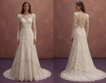 Ivory Lace Wedding Dress with Elegant Vintage Inspiration