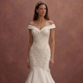 Ivory Mermaid Wedding Dress with Off-Shoulder Neckline