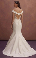 Ivory Mermaid Wedding Dress with Off-Shoulder Neckline