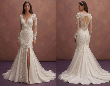 Ivory Mermaid Wedding Dress with Sheer Back Design