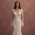 Ivory Mermaid Wedding Dress with Sheer Back Romantic Design