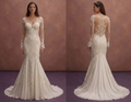 Ivory Mermaid Wedding Dress with Sheer Back Romantic Design