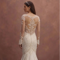 Ivory Mermaid Wedding Dress with Sheer Back Romantic Design