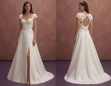 Ivory Mikado A-Line Wedding Dress with Structured Bodice